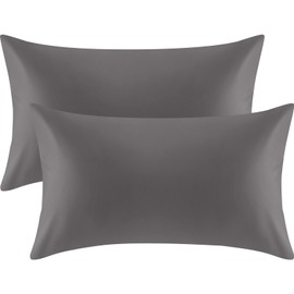 Warmstar 100% Organic Cotton Pillow Cases Set of 2, Pillow Cases Standard Size Satin Weave Soft Hypoallergenic GOTS Certified Pillowcases Breathable Envelope Pillowcass,20x26 Inches,Dark Grey