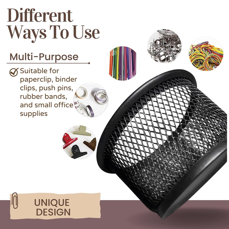 Mesh Paper Clip Holder - 4 Pcs Binder Containers for