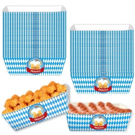 FUYUWIIN 50 Pack Oktoberfest Paper Trays Oktoberfest Party Supplies Bavarian Flag Disposable Snack Trays German Beer Festival Nacho Hot Dog Serving Tray for Oktoberfest Party Decorations Supplies