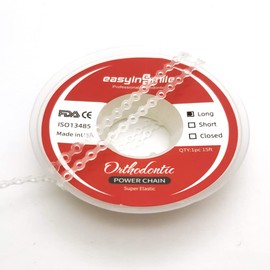 SNAWOP Dental Orthodontic Power Chain Multicolor Spool Elastic Rubber Bands for Teeth Braces (Long, Clear)