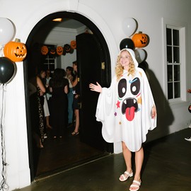 VZQI - Disfraz de fantasma para adultos, poncho de fantasma blanco con capucha, disfraz fácil de Halloween para mujer, Multi colorido, Talla única