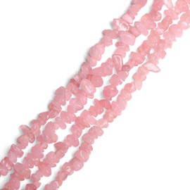 XIANNVXI 400 Beads, Rose Quartz, for Threading, Crystal Beads, Crystal Stones, Beads for Bracelets, Chains, Earrings, Jewellery Making, Crafting, Natural, Irregular, Drilled, DIY Gemstones, 5-8 mm