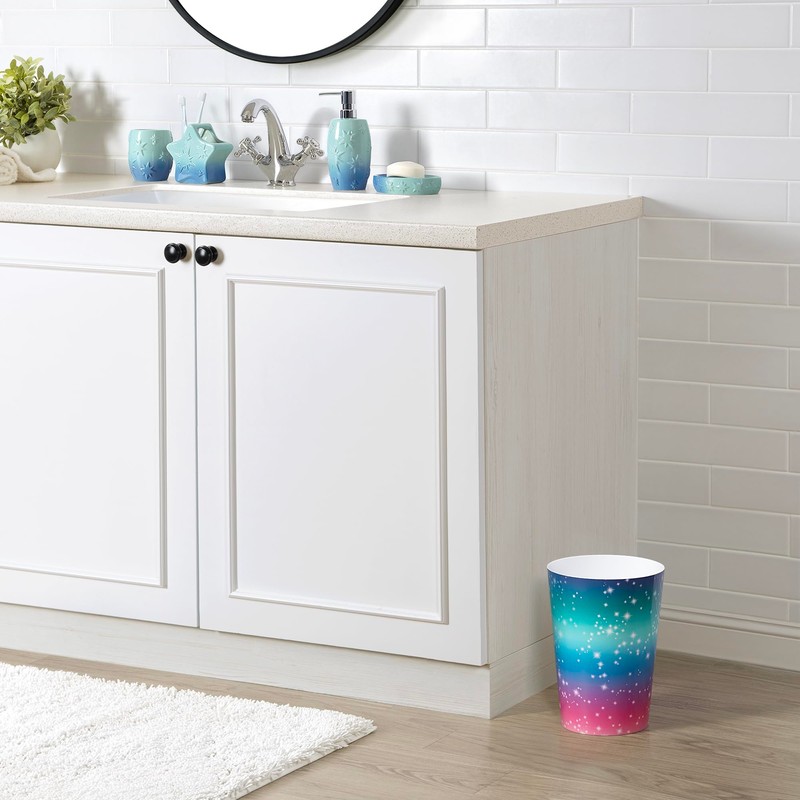 Allure Home Creation Tie Dye Sky Wastebasket-Compact Size-1.7 Gallons