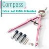 Mr. Pen- Professional Compass for Geometry, Pink, Extra Leads, Metal