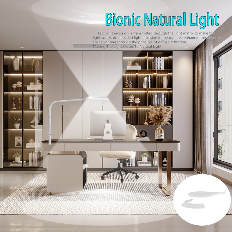 LED Desk Lamp with Clamp, Eye-Caring Desk Light with Sunshade