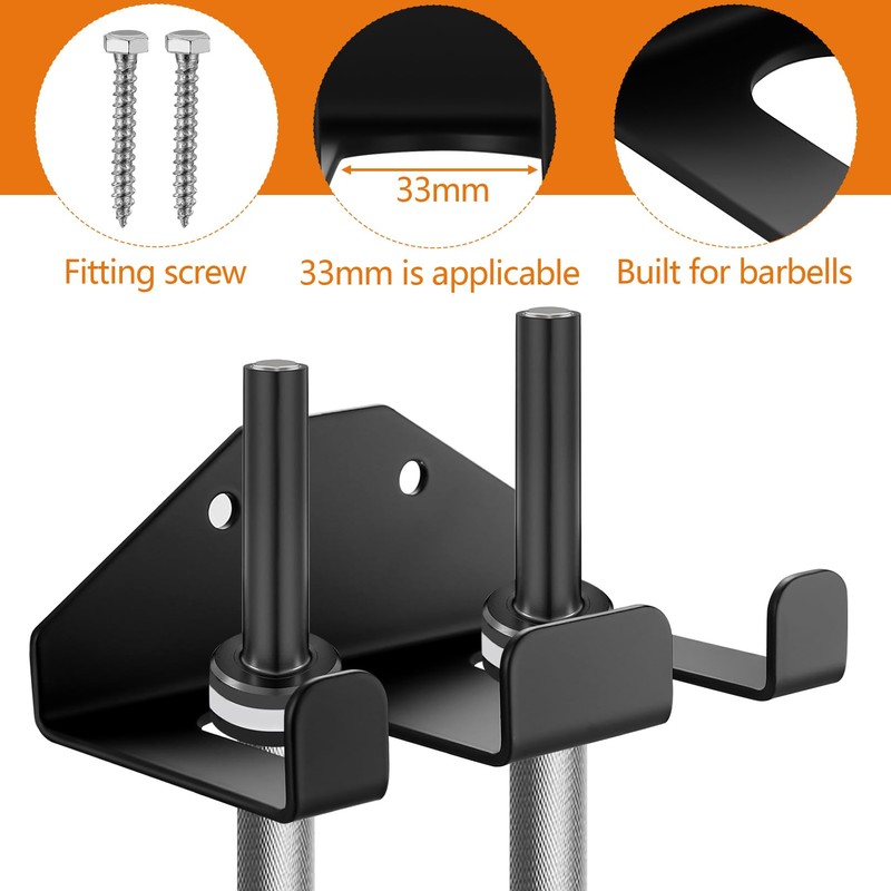 Vertical Barbell Bar Wall Hook, Dumbbell Stand Wall Mount for