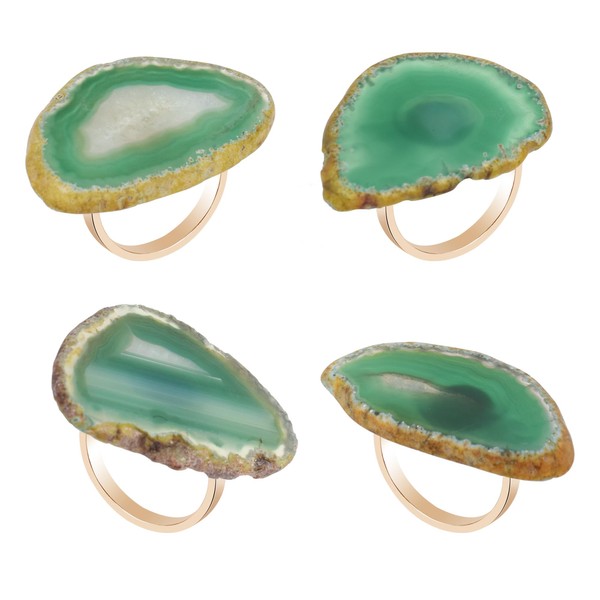 CozyTower Agate Napkin Rings Set of 4, Gold Napkin Holders