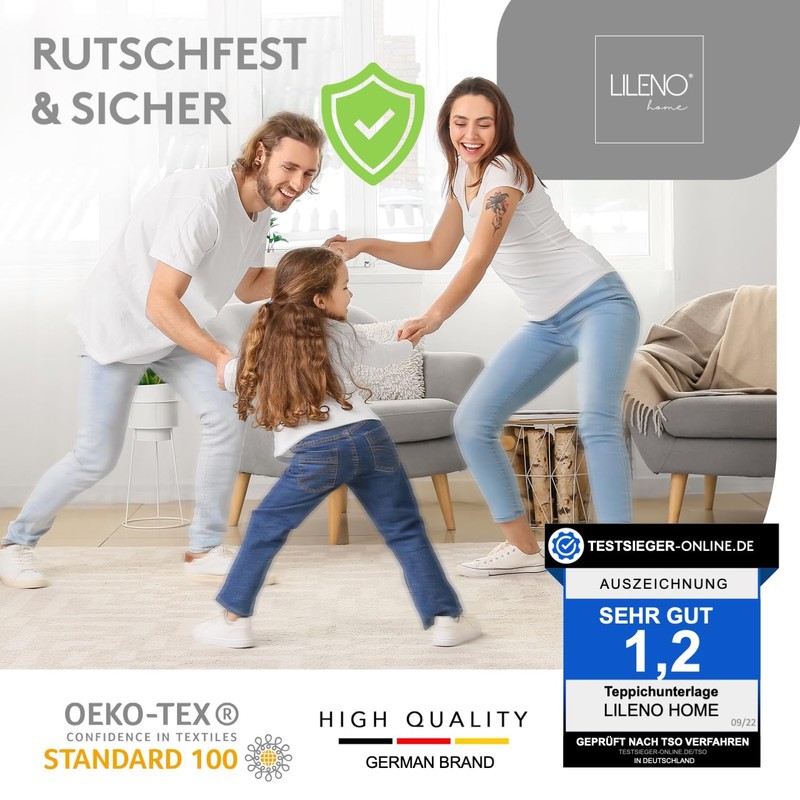 Lileno Home Non-Slip Fleece Carpet Underlay (60 x 120 cm),