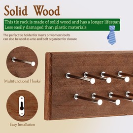 Treehouse London Tie Rack Organizer – Holds 40 Large Ties – Solid Wood & Sturdy Metal Storage Holder for Closet – Wall Mounted Tie Display Hanger for Wall, Bedroom - (Walnut Tie Rack)