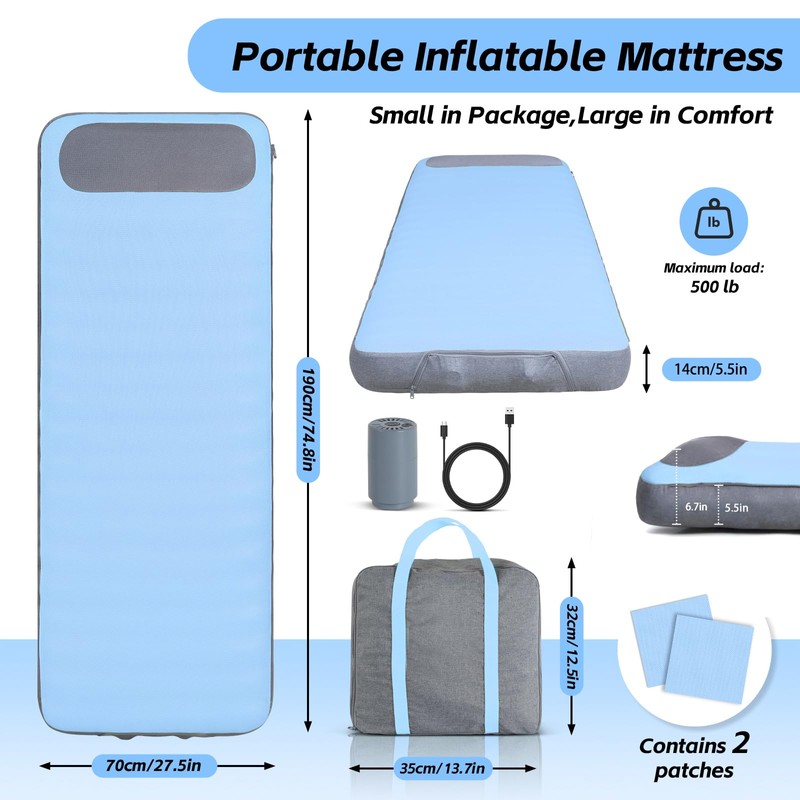 Sleeping Pad, 5.5" Thick Self Inflating Sleeping Pad with Electric