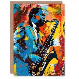 Artery8 Blues Jazz Saxophonist Vivid Painting Birthday Card