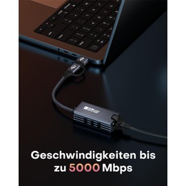 OHBUYAGN USB 5G LAN Adapter Ethernet Adapter USB 3.2 Gen 2 to RJ45 5000 Mbps Gigabit Network Adapter on Aluminium Compatible with Laptop, Linux, PVE, PC under Windows 11/10/8 etc