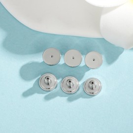 Earring Backs for Droopy Ears, JIACHARMED Big Earring Lifters Supports Backs for Studs Heavy Earrings Large Locking Earring Backings Replacement 6pcs Backstop Secure Comfortble Stopper,White Gold