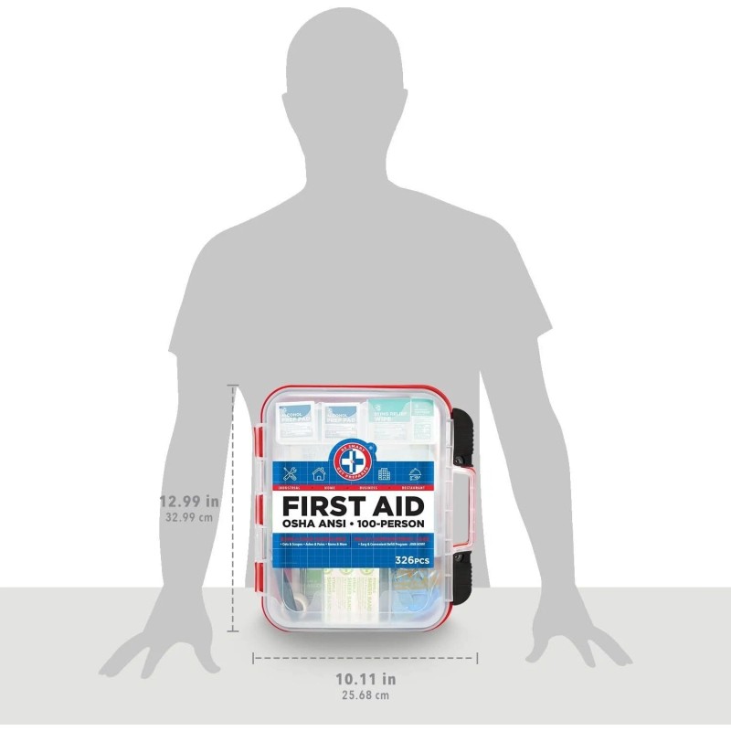 First Aid Kit Hard Red Case 326 Pieces Emergency Camping