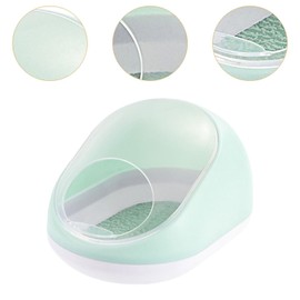 Qianly Hamster Sand Bath Toilet Sand Bath Container, Hamster House Chinchilla Habitat for Ferret, green and white