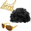 PQJSJDR Hippie Disco Costume Set,Funky Afro Wig,Blue Sunglasses,Necklace Punk Gold
