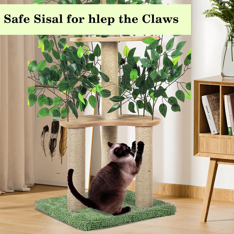Cat Tree with Leaves, Cat Tower for Indoor Cats, Cat