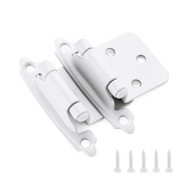 Ravinte 60 Pack (30 Pairs) 1/2" Overlay Cabinet Hinges, Self-Closing Semi-Concealed Face Mount, White Decorative Hardware with Door Bumpers for Kitchen & Cupboard Doors