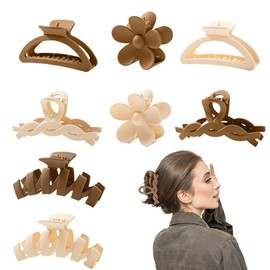 Pack of 8 Hair Clips Flower Hair Clips for Thick Hair, Multi-Style Non-Slip Hair Accessories, Neutral Colour Hair Clips and Various Hair Clips