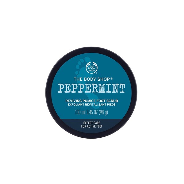 The Body Shop Official Peppermint Smoothing Pamis Foot Scrub, 3.4 fl oz (100 ml), Genuine Product
