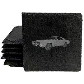 Power & Performance: 1969 Dodge Charger Coasters (4 Designs) - Square Slate - set of 4