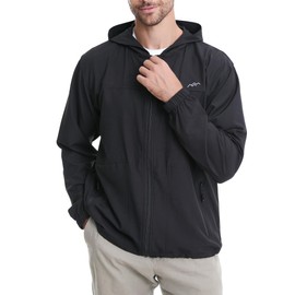 TRAILSIDE SUPPLY CO. Men's Sun Protection Cycling Jacket Lightweight Windbreaker Black Medium