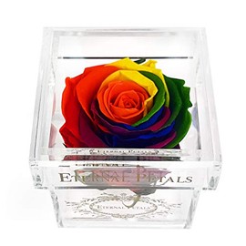 Eternal Petals A 100% Real Rose That Lasts Years, Handmade in London â Gold Solo (Rainbow)
