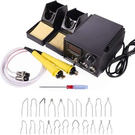 Wood Burning Kit 60W 110V Pyrography Machine Professional Woodburning Detailer Tool Set for Gourd Wood Craft with Dual Pyrography Pens & 20pcs Pyrography Wire Tips