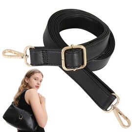 SOGHO Bag Strap, Black Leather, for Bags, Adjustable Women, Shoulder Strap for Bags, Bag Strap, Black, Leather Strap For, Carrying Strap Bag for Wallets, Shoulder Bags, Bag Strap
