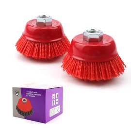 LERANXIN 2 Stück Topfbürste Winkelschleifer, M14 Nylonbürste Bohrmaschine, Durchmesser 63.5mm Nylonbürste Schleiffilament-Topfbürste für Entgraten, Rostentfernung und Lackentfernung