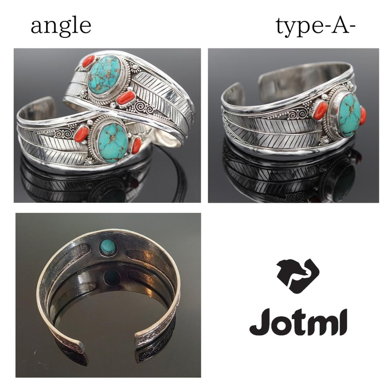 Jotml Men's Bangle, Turquoise Accessories, Indian Jewelry, Leaf Pattern, Bohemian,