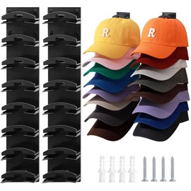 Upgraded Hat Rack for Wall with Strong Adhesive Hold up to 16 Hats,  Hat Organizer for Baseball Caps 2Pack, Hat Hanger Holder Display for Door Closet, Cap Organizer Storage Multilayer Two Mounting Option - Color: black