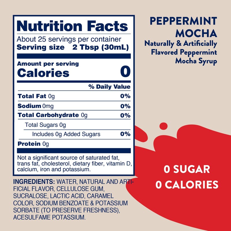 Jordan's Skinny Syrups Sugar Free Coffee Syrup, Peppermint Mocha Flavor,