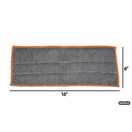Superio Microfiber Mop Pads, Refill for Miracle Mop, Replacement Head With Velcro, 16 Inch Refill for Flat, Spray Mop Set - Grey