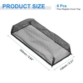 sourcing map 6Pcs Floor Vent Filter Screen, 4x10 Inch Floor Register Cover Trap Floor Vent Screen Net Cover for Home Air Vent Filter Mesh Keeps Debris Out, Black