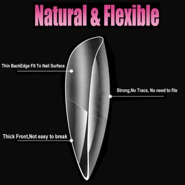 SITELENABY Short Almond Nail Tips, Full Cover 240pcs Half Matte Soft Gel Nail Tips Clear Fake Nails for Nail Extension,12 Size Pre-designed Nails for Professional Salon and Home DIY