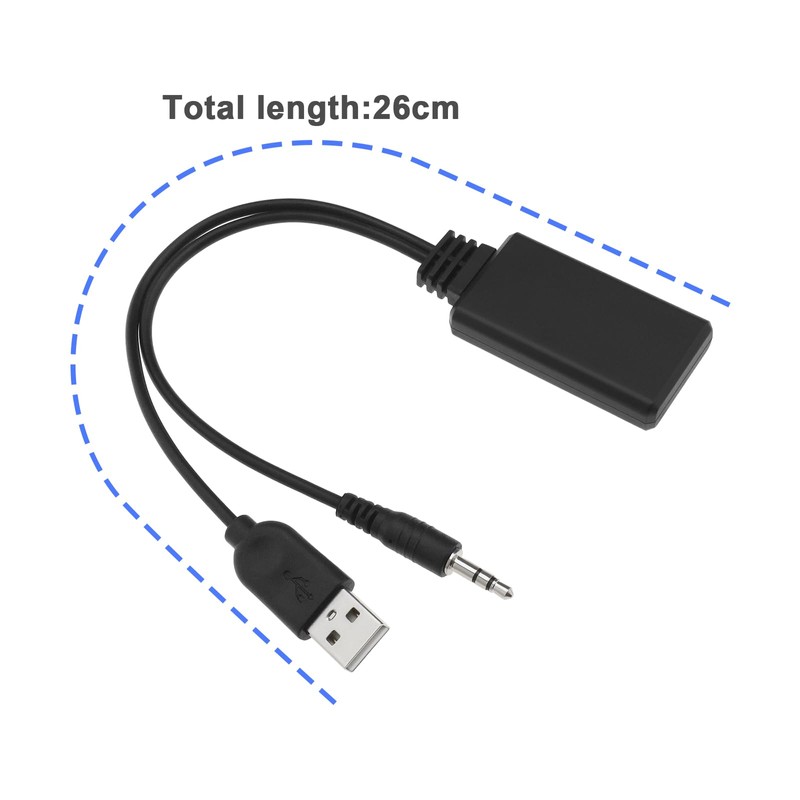 eMagTech Car Bluetooth 5.0 Receiver Bluetooth AUX Adapter 5-12V 3.5mm/0.14in