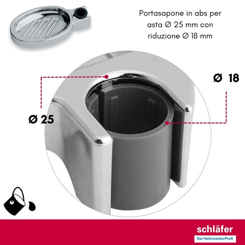Schläfer 2817022 Soap Dish for Adjustable Shower Rail, Practical with