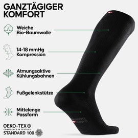 Danish Endurance Ecological Shaded Compression Stockings Organic Cotton Women & Men, Running, Sports, Fly, Travel, Pregnancy, Black, Grey, Red, Blue, Purple, black