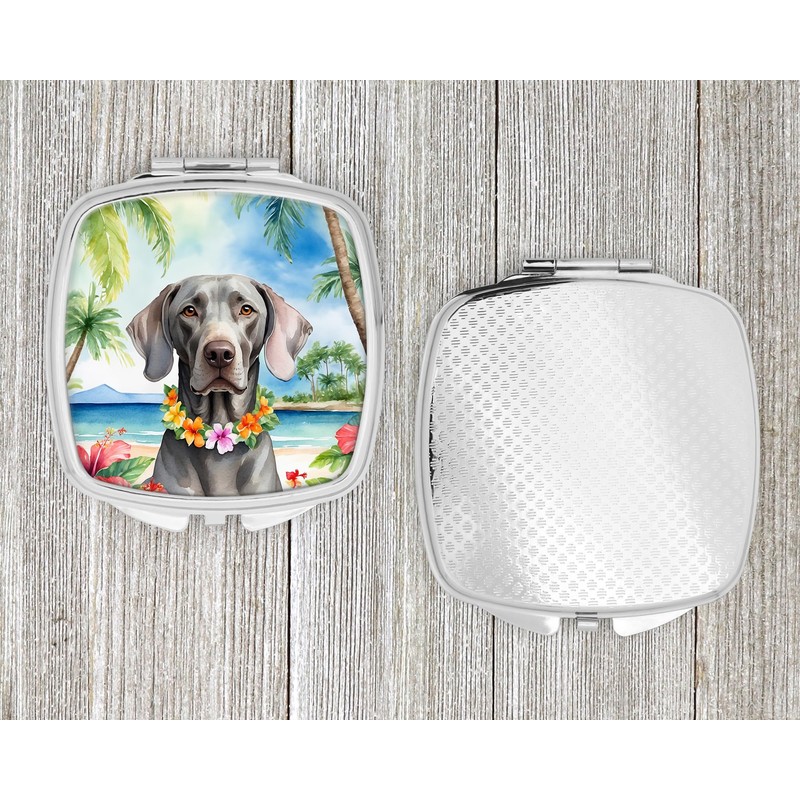 Caroline's Treasures Weimaraner Luau Compact Mirror Decorative Travel Makeup Mirror