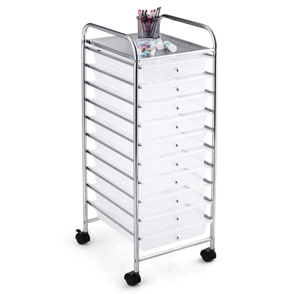 KOTEK 10-Drawer Rolling Storage Cart, Multipurpose Utility Cart Mobile Craft