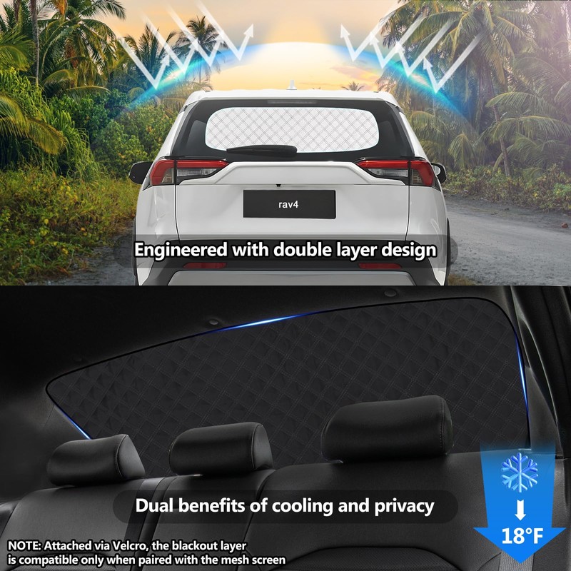 ZATOOTO Rear Windshield Sunshade for 2019-2024 Toyota RAV4 Back Window