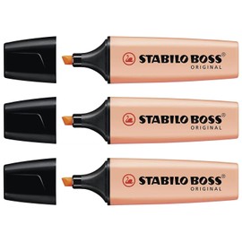 STABILO Boss Original Pastel Highlighters Bevelled Tip 2-5 mm Pack of 3 Peachaa