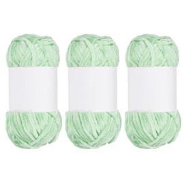 sourcing map 3pcs Velvet Chenille Yarn Bulky Fluffy Chunky Yarn for Crochet Soft Chenille Blanket for Hand Knitting Crocheting (Light Green, 87.5 Yards/80m)