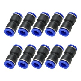 PATIKIL 3/8 Inches Push to Connect Fittings, 5Pcs Plastic Air Line Hose Fitting Quick Release Pneumatic Connectors Straight Union Two Way Coupler for Tube, Blue