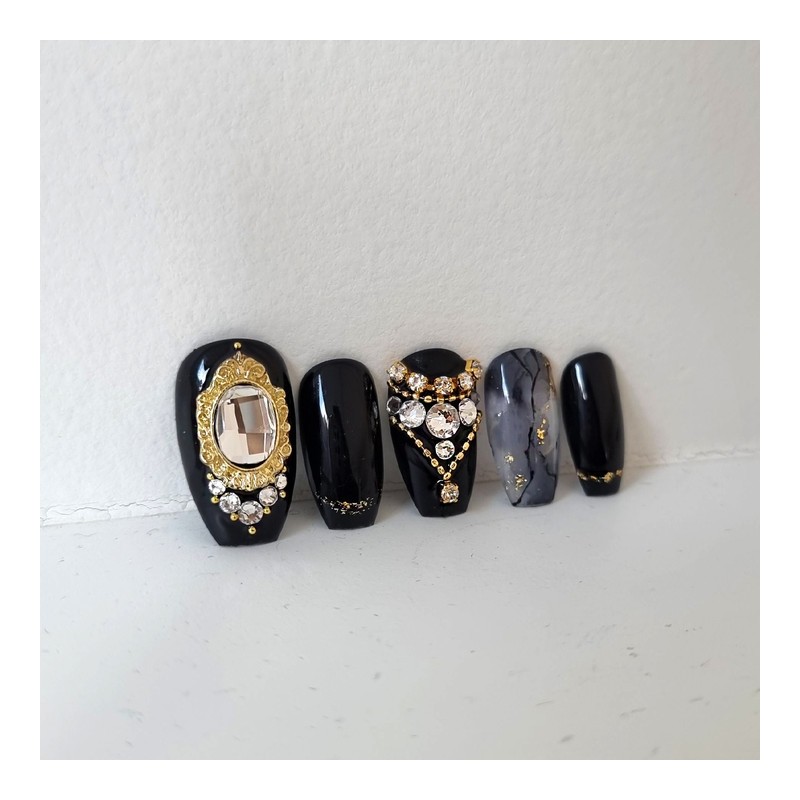 Black Queen Handmade Nail Tips - Oval / 블랙 퀸