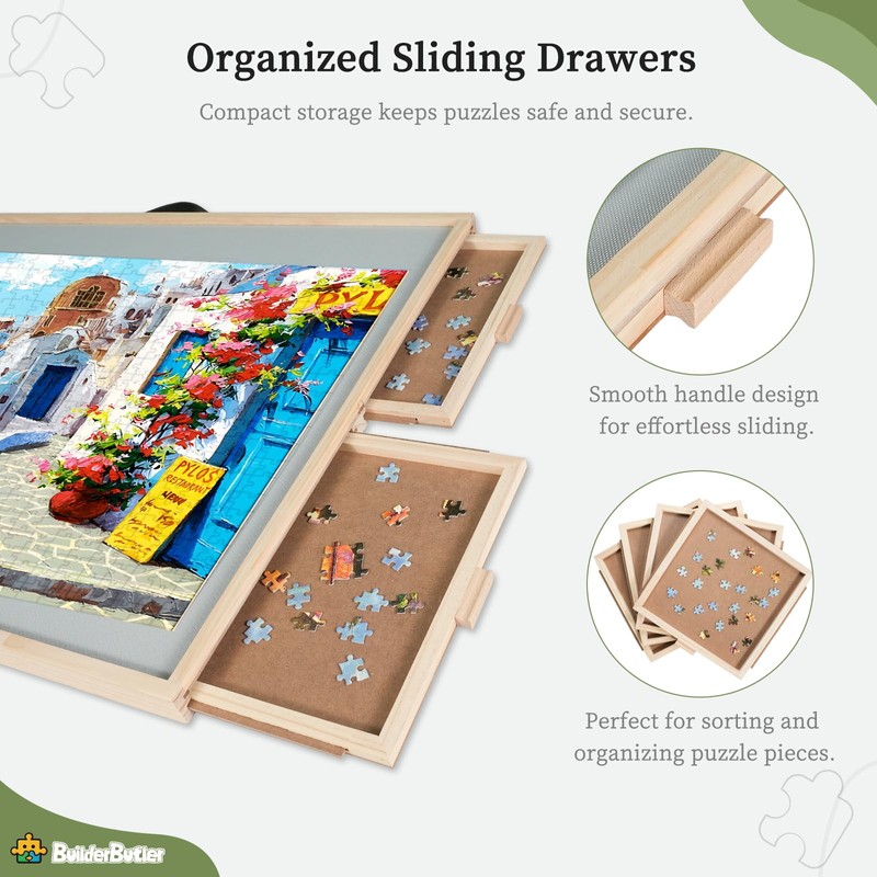 BuilderButler 1500 Pieces 2-in-1 Tilting & Rotating Puzzle Board, Portable