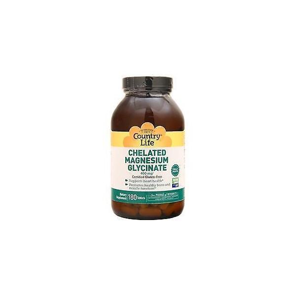 Country Life Chelated Magnesium Glycinate  180 tabs