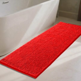 Flotstiga Bathroom Rugs 60x24,Super Absorbent Soft,Thick,Machine Washable Chenille Bath Mat,Non Slip Toilet Floor Rug,Bath Mats for Bathroom Floor, Home Decor Accessories,Red