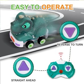 Hiitytin Remote Control Dinosaur Monster Truck Toy Cars, Cute Dinosaur Remote Control Car, Monster Truck Remote Control, RC Dinosaur Toys for Girls & Boys Age 3 4 5 6 7